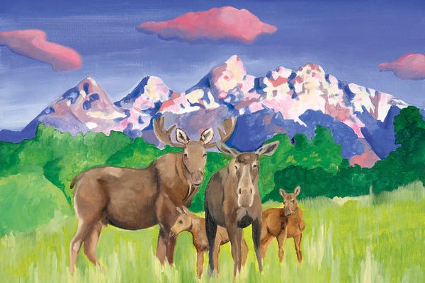 Wyoming: Grand Teton Moose Family by Emily Reid