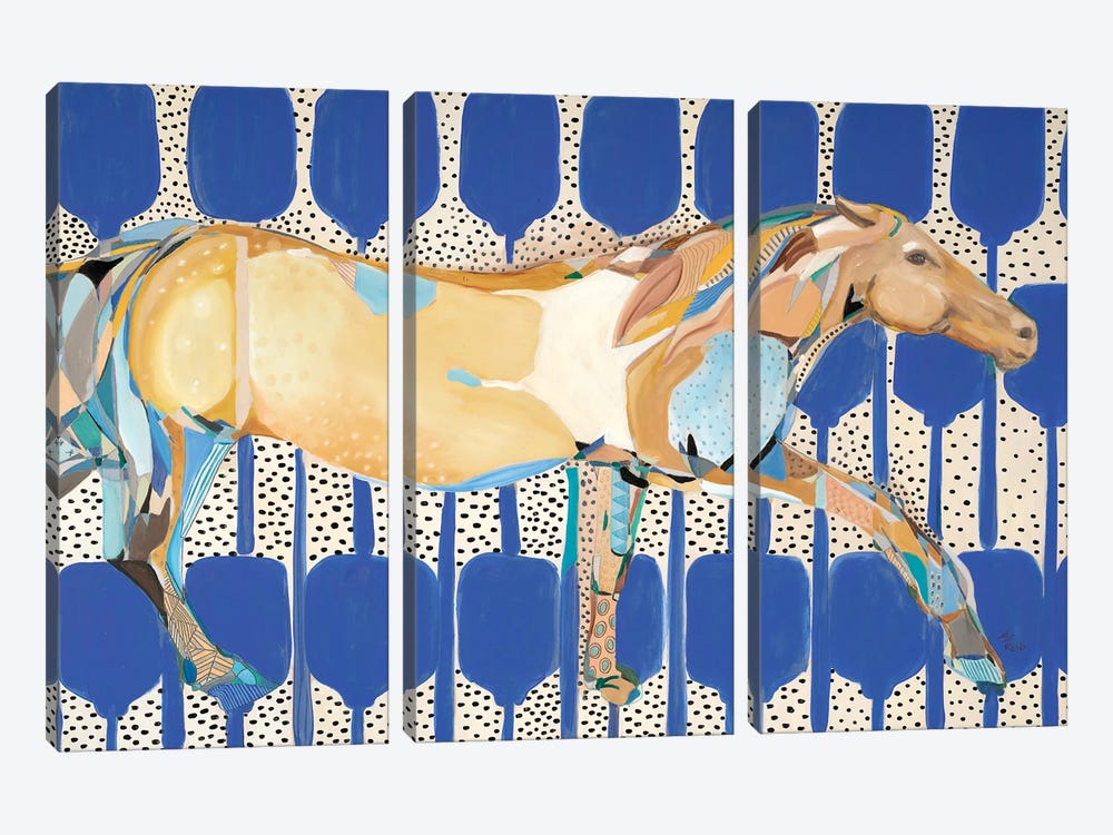 Flyswatter Horse by Emily Reid 3-piece Canvas Print