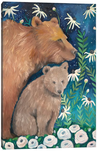 Mama Bear And Cub Canvas Art Print - Emily Reid