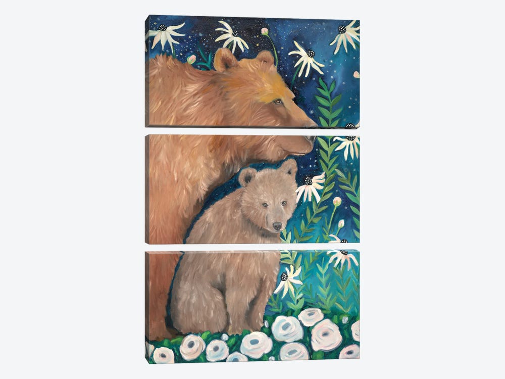 Mama Bear And Cub by Emily Reid 3-piece Canvas Art
