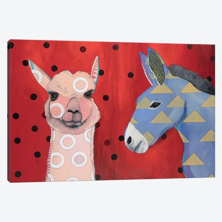 Alpaca And Donkey Canvas Print #ERZ4} by Emily Reid Canvas Art Print