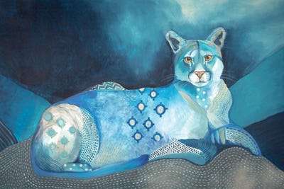 Blue Mountain Lion by Emily Reid framed canvas print