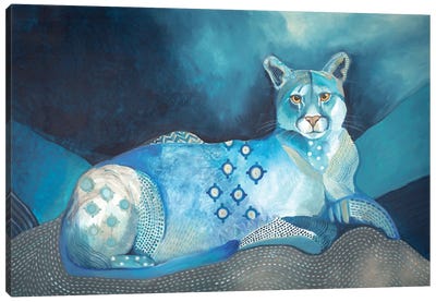 Blue Mountain Lion Canvas Art Print - Emily Reid