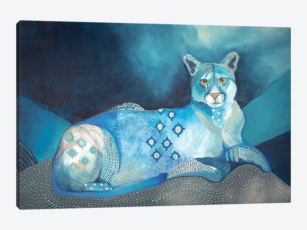 Blue Mountain Lion by Emily Reid 1-piece Canvas Artwork