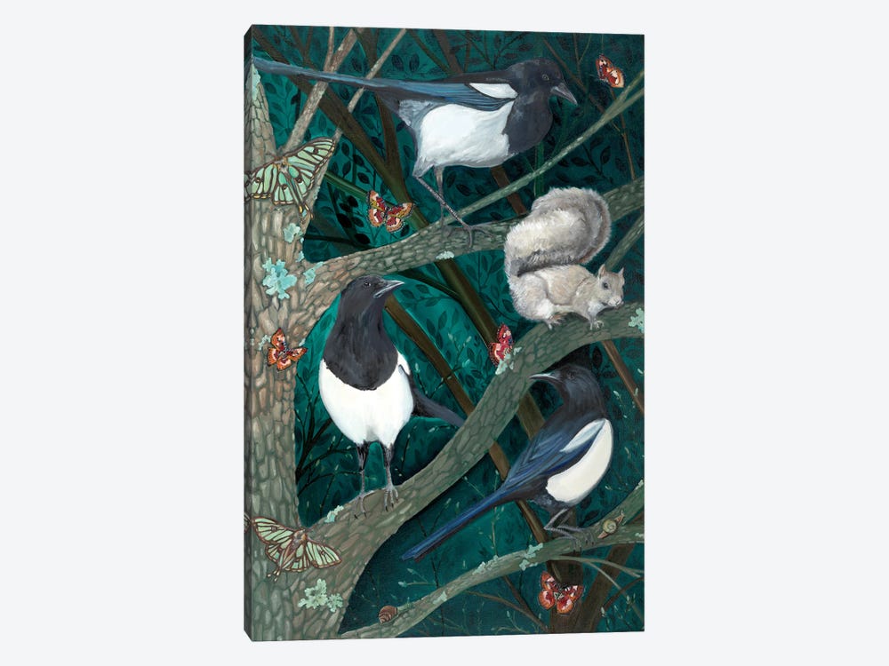 Magpies At Night by Emily Reid 1-piece Canvas Print