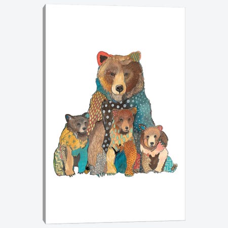 Mama Bear With Cubs Canvas Print #ERZ54} by Emily Reid Canvas Print