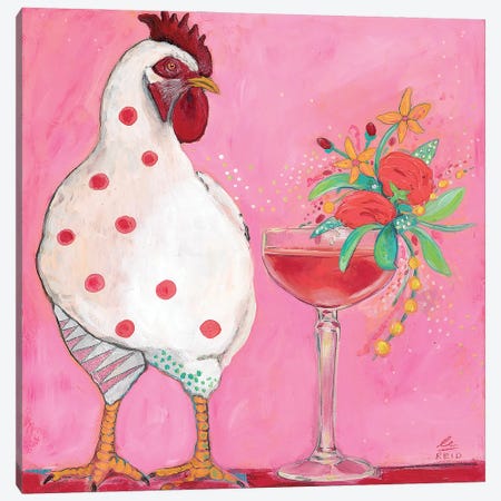 Chicken With Cocktail Canvas Print #ERZ56} by Emily Reid Canvas Print