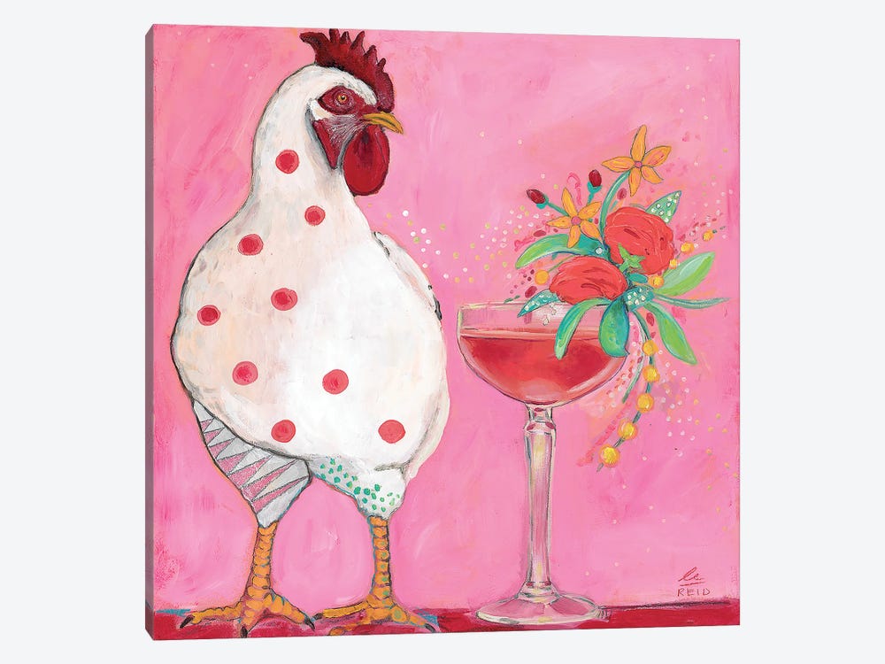 Chicken With Cocktail by Emily Reid 1-piece Canvas Art