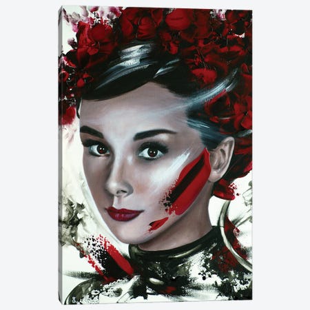 Audrey In Red Canvas Print #ESB18} by Estelle Barbet Canvas Art Print
