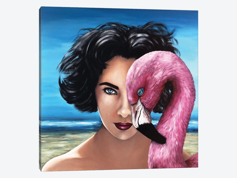 The Queen And The Flamingo by Estelle Barbet 1-piece Canvas Artwork