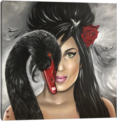 Black Wine Canvas Art Print - Swan Art