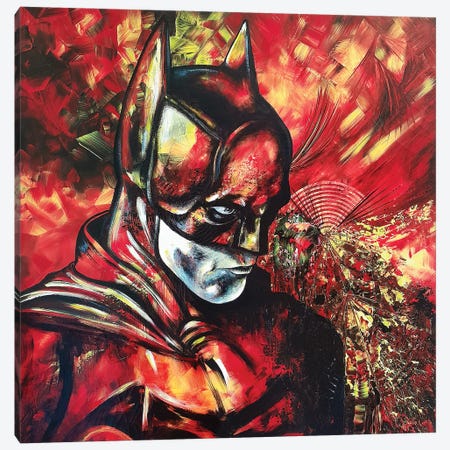 Batman On Fire Canvas Print #ESB66} by Estelle Barbet Canvas Print