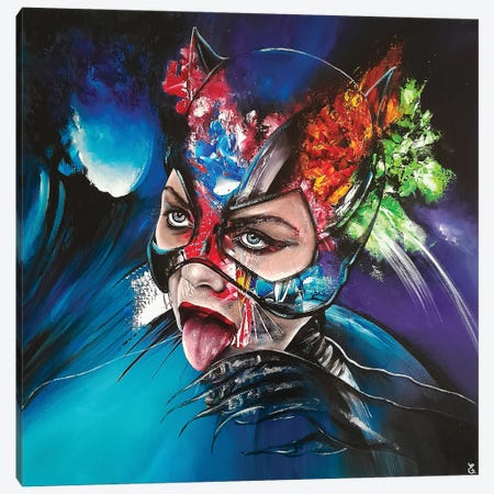 Licking Catwoman Canvas Print #ESB69} by Estelle Barbet Canvas Art