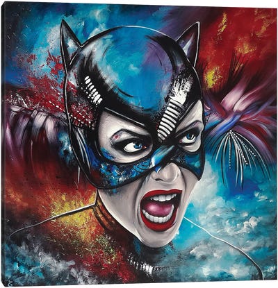 Meowing Cat Canvas Art Print - Catwoman