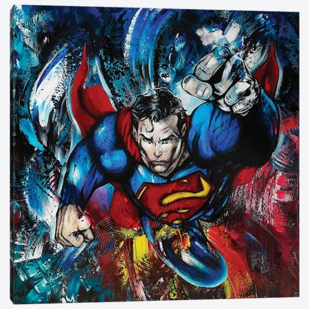 Invincible Superman Canvas Print #ESB74} by Estelle Barbet Canvas Artwork
