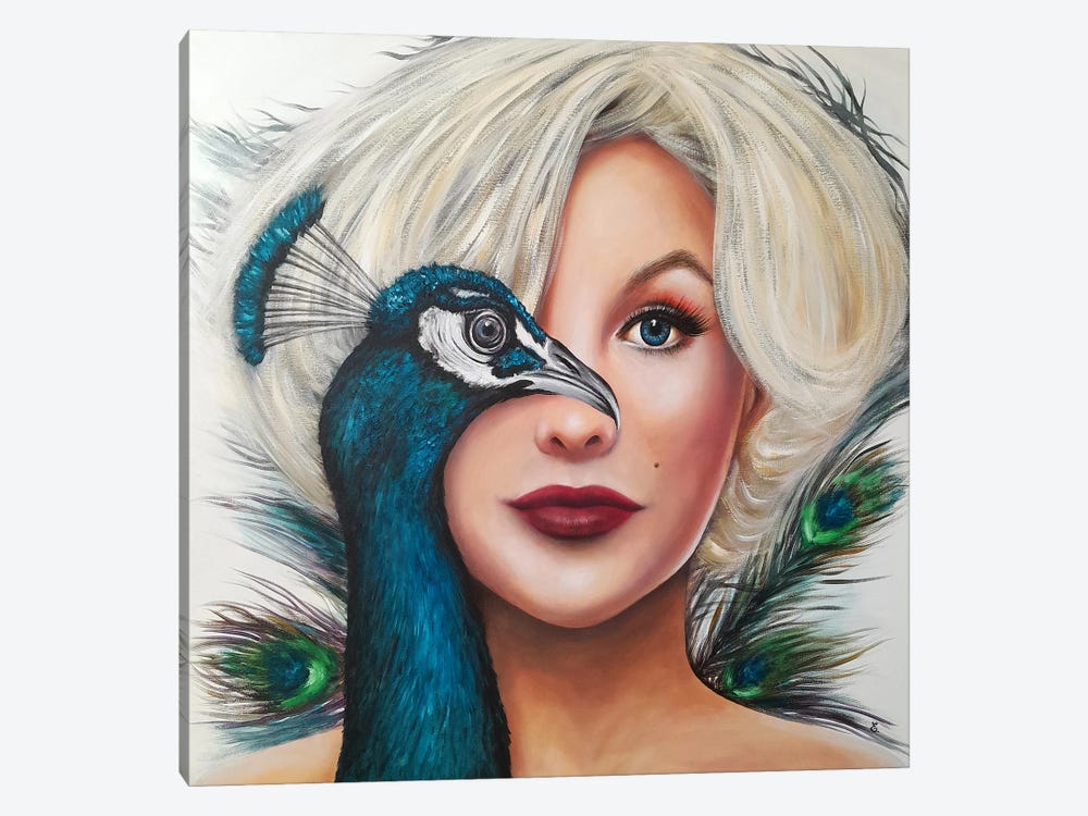 The Blonde And The Peacock by Estelle Barbet 1-piece Canvas Art