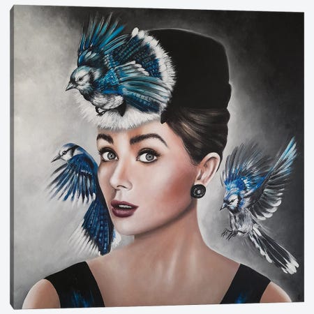 Blue Birds Canvas Print #ESB80} by Estelle Barbet Canvas Art