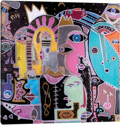 Kings, Queens And In-Betweens Canvas Art Print - Cubist Visage