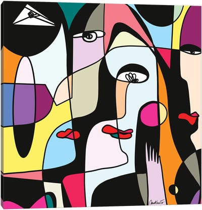 Time To Say Goodbye Canvas Art Print - Cubist Visage