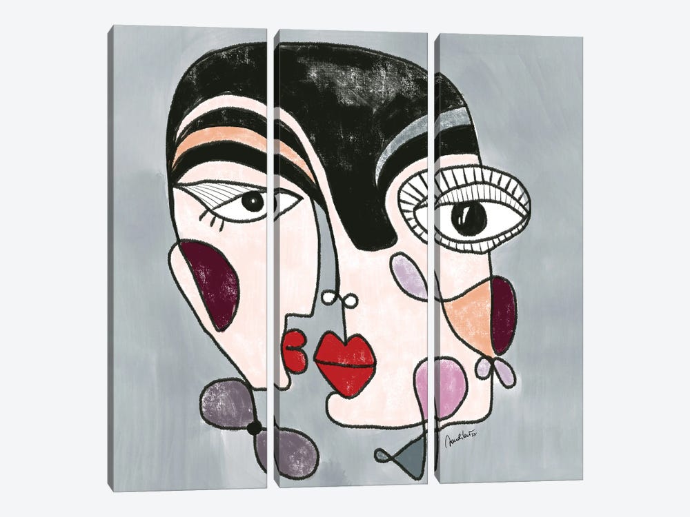 One Couple Many Faces by Elisabeth Sandikci 3-piece Art Print