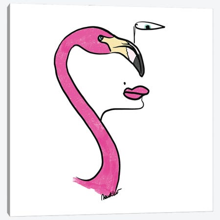 Flamingo Face Canvas Print #ESD79} by Elisabeth Sandikci Art Print