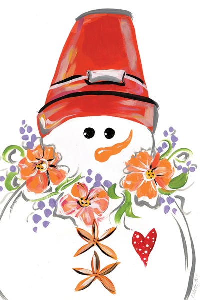 Tropical Snowman by Estelle Grengs metal wall art