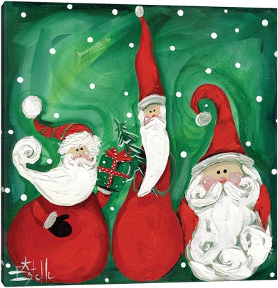 Three Wise Santas Canvas Art Print - Santa Claus Art