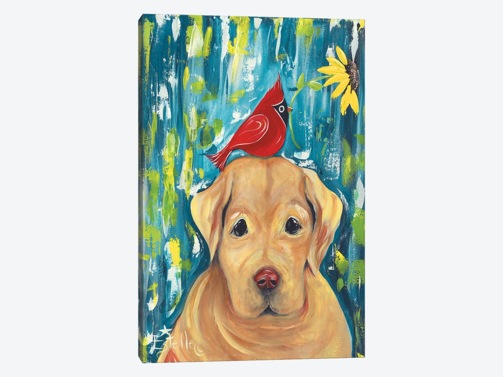 Cardinal And Golden Lab by Estelle Grengs 1-piece Canvas Art Print