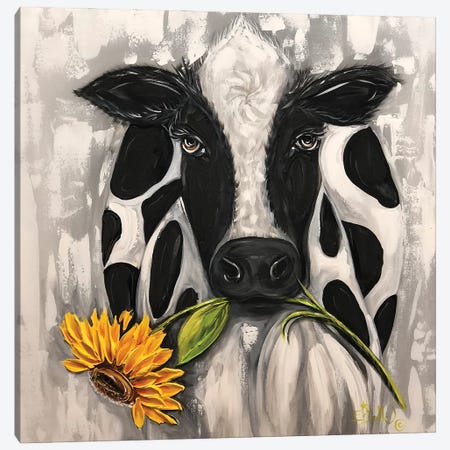 Sunflower Cow Canvas Print #ESG132} by Estelle Grengs Art Print