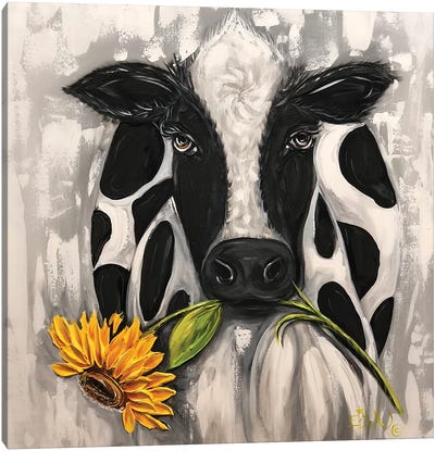 Sunflower Cow Canvas Art Print - Estelle Grengs