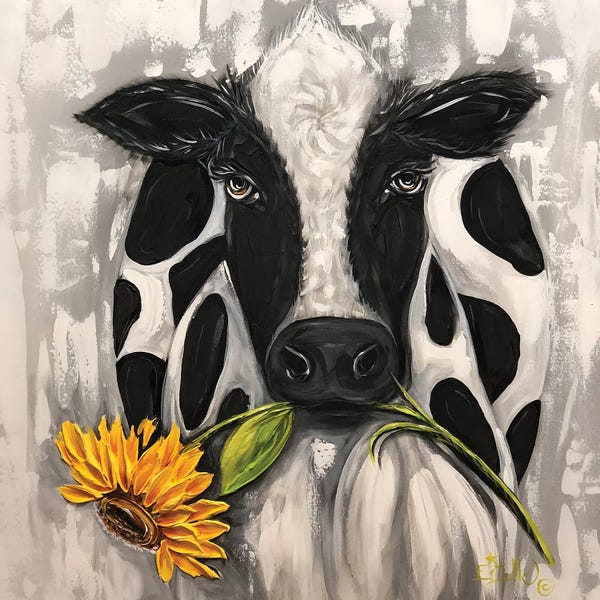 Folk Art: Sunflower Cow by Estelle Grengs
