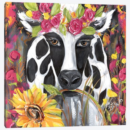 Fashion Cow Canvas Print #ESG137} by Estelle Grengs Canvas Artwork