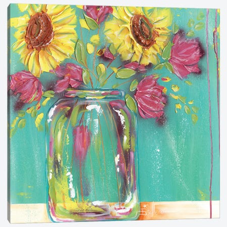 Mason Jar Flowers Canvas Print #ESG141} by Estelle Grengs Canvas Art