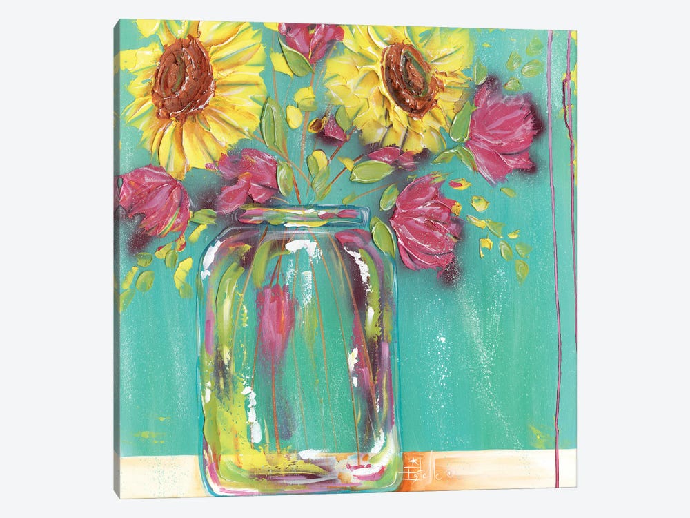 Mason Jar Flowers by Estelle Grengs 1-piece Canvas Art Print