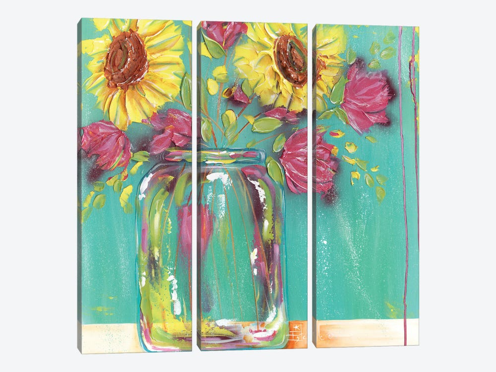 Mason Jar Flowers by Estelle Grengs 3-piece Canvas Print