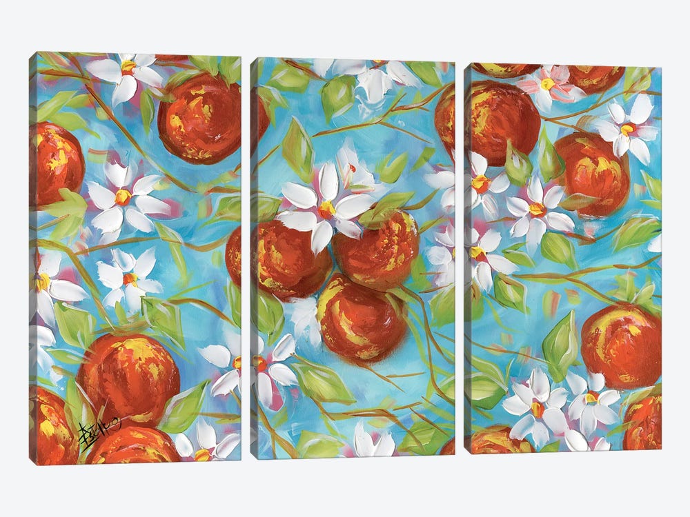 Orange Blooms by Estelle Grengs 3-piece Canvas Art Print