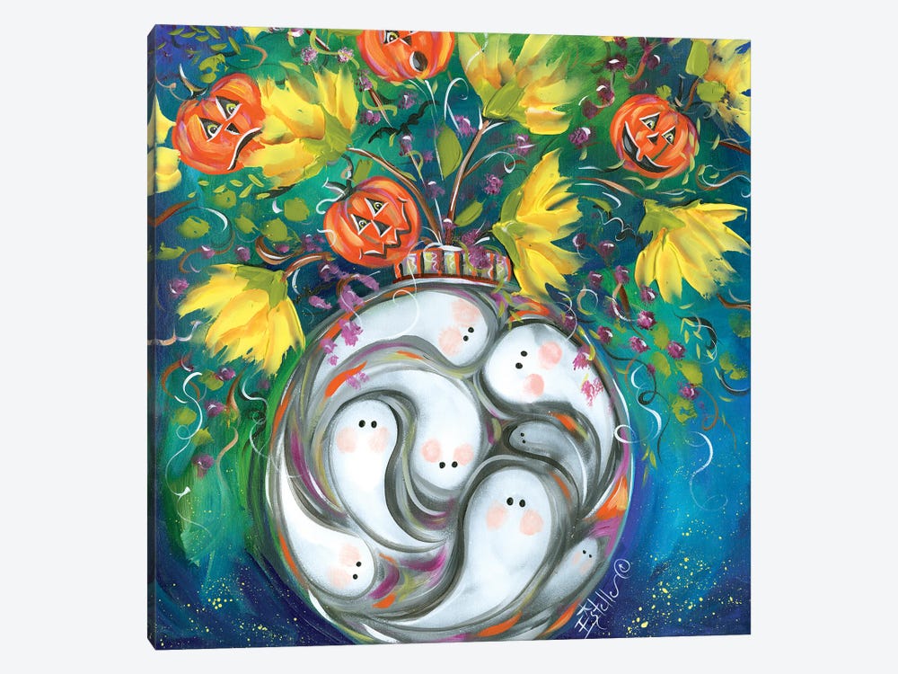 Ghost Bowl Pumpkin Floral by Estelle Grengs 1-piece Art Print