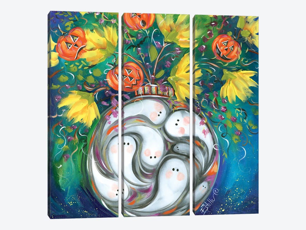 Ghost Bowl Pumpkin Floral by Estelle Grengs 3-piece Canvas Art Print