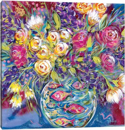 Fish Bowl Bouquet Canvas Art Print - Estelle Grengs