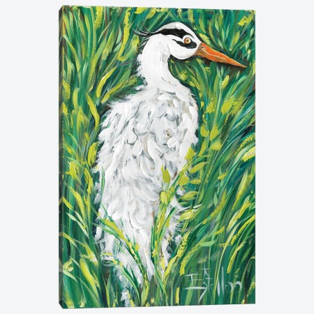 Fluffy White Egret Canvas Print #ESG162} by Estelle Grengs Canvas Artwork