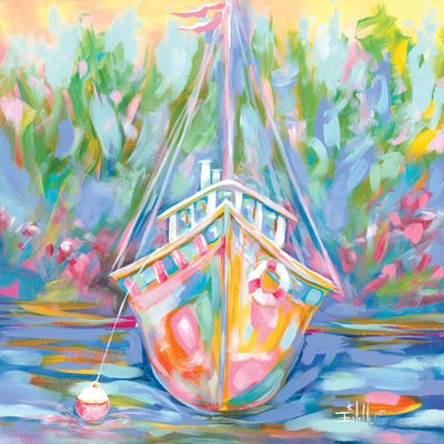 A Boat In Waiting by Estelle Grengs metal wall art