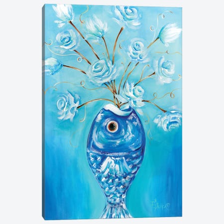Fish Vase Blues Canvas Print #ESG164} by Estelle Grengs Canvas Print