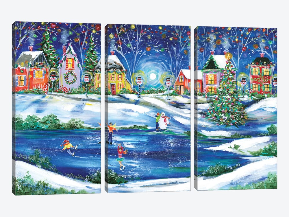 New England Christmas by Estelle Grengs 3-piece Canvas Wall Art