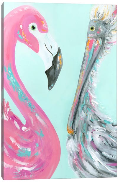 The Odd Couple Canvas Art Print - Heron Art