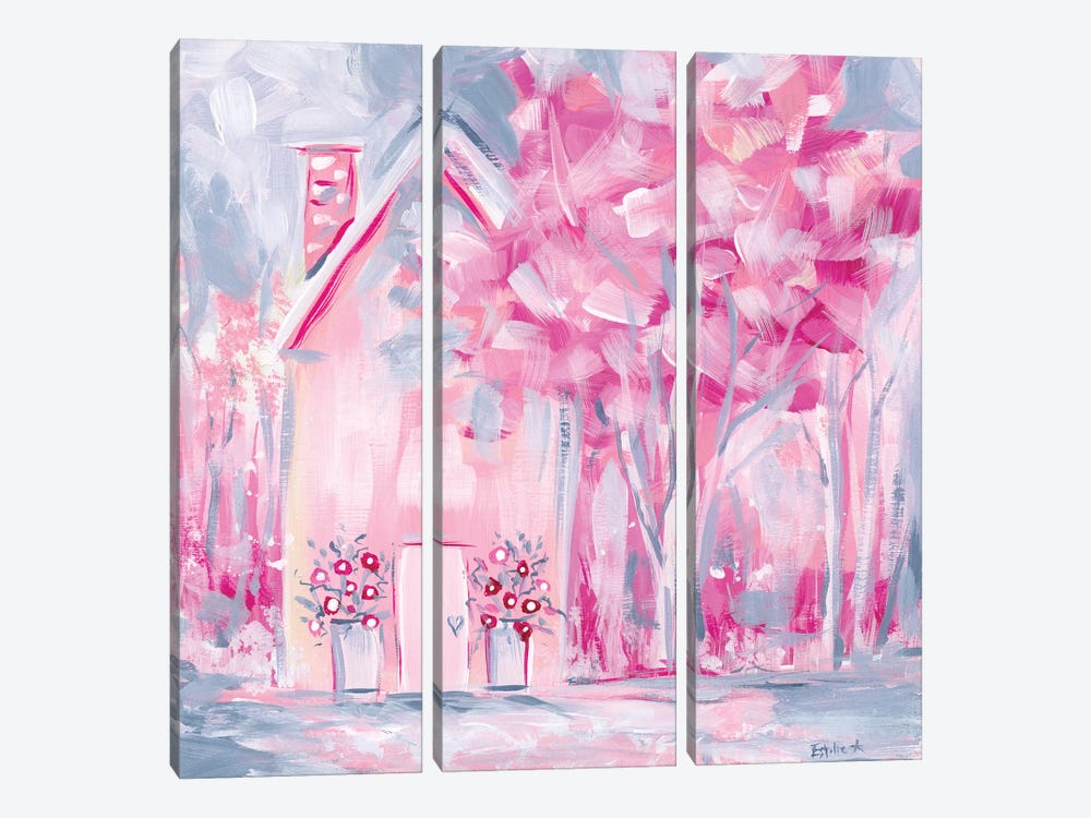 Lil Pink House by Estelle Grengs 3-piece Canvas Art Print