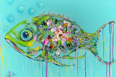 Green Goddess Fish by Estelle Grengs metal wall art