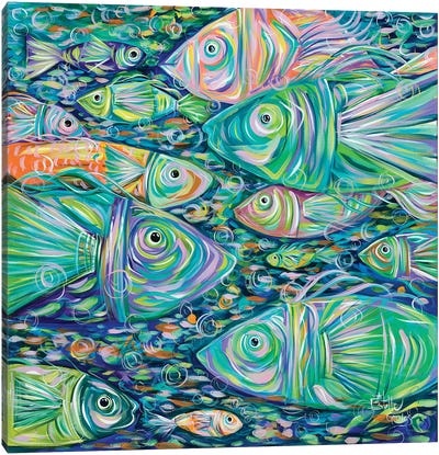 School of Fish Canvas Art Print - Sea Life Art