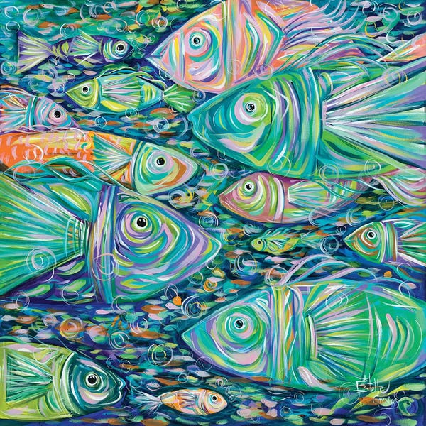 Large Wall Art & Big Canvas Prints: School of Fish by Estelle Grengs
