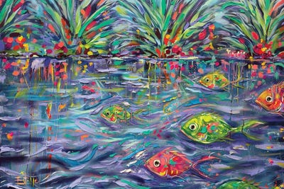 Black & Dark Art - Canvas Prints: Tropical Escape by Estelle Grengs