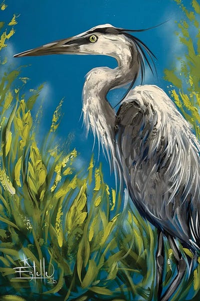 Estelle Grengs - Acrylic Wall Art: Heron by Estelle Grengs